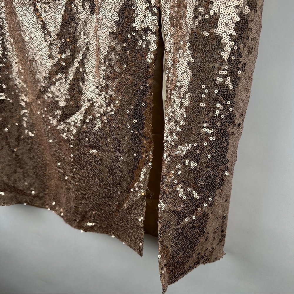 NWT Petite Metallic Gold Embroidered Sequin Midi Skirt with Split | US Size 10 - Picture 3 of 8